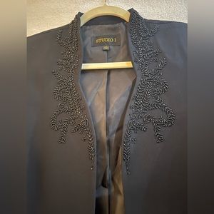 Studio I, size 8, formal black blazer with beading details at lapel and cuffs